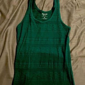 Green Lace-Print Tank Top